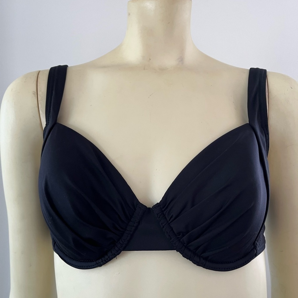 Tommy Bahama Women's Pearl Bikini Top Wide Straps Full Coverage Black 36C